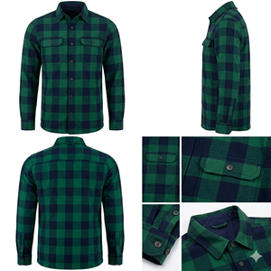 Mens <b>Flannel</b> Shirt for Lining Solid Pattern 220 Cotton Knitted Zipper Closure Plus Size Formal Motorcycle Riding <b>Jacket</b> Made - Product Image 3