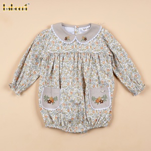 DR4503 - Combinaison bébé à bulles motif fleurs d'automne - Product Image 1