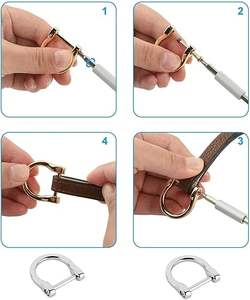 Anillo en D plateado de 1 pulgada con tornillo, tipo grillete, en forma de U, hebilla metálica para correa de cuero, manualidades, bolso, cinturón, llavero, accesorios - Product Image 3