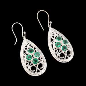 <b>Emerald</b> <b>Earrings</b> Sterling Silver <b>Earrings</b> Dangle <b>Earrings</b> Women Jewelry Party Jewelry Gift For Her Elegant Fashion Accessories - Product Image 4