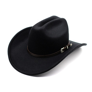 Chapeaux de cowboy western personnalisés en feutre de laine synthétique noir à large bord, de qualité supérieure et tendance, pour hommes, pour événements et bars à bière, vente en gros - Product Image 2
