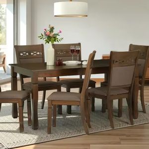 Solid Wood Dining Table Set 6 Seater, Modern Rectangular Wooden Furniture, Contemporary Natural Dining Room Table for Home - Product Image 1