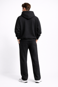 Conjunto Deportivo Personalizado para Hombre, Sudadera con Capucha Negra y Pantalones de Chándal de Algodón y Felpa, Ropa Deportiva Informal para Gimnasio y Entrenamiento - Product Image 4