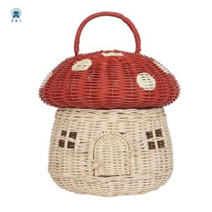 Cesta de Ratán con Forma de Hongo, Hecha a Mano, Cesta de Almacenamiento Tejida Natural, Organizador Ecológico para Habitación Infantil, Decoración Boho para el Hogar - Product Image 1