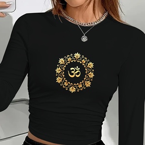 Om symbol with ornate <b>frame</b> women's fashion long sleeve <b>shirt</b> - Product Image 1