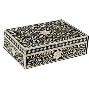 Caja de incrustaciones de hueso más estándar, caja de almacenamiento de incrustaciones de hueso de tamaño de diseño personalizado, caja decorativa de joyería de la India - Product Image 6