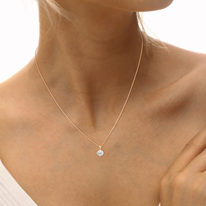 จี้เพชรเพาะเลี้ยงทรงกลม รับรองโดย GIA พร้อมสร้อยคอทอง 18K ชุบทอง สำหรับผู้หญิง ของขวัญสำหรับงานปาร์ตี้ - Product Image 4