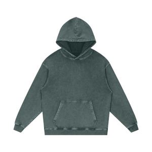 Sweat à capuche décontracté pour homme en coton délavé, couleur unie, coupe classique avec poche, style automne - Product Image 1