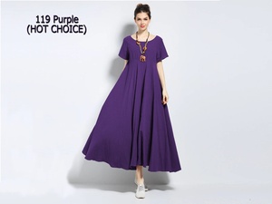 100% Organic Cotton Midi <b>Dress</b> for Women Button Front V Neck High Waist a Line Bell Sleeve Vintage <b>Dress</b> - Product Image 1