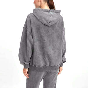 Hoodies et sweat-shirts personnalisés de haute qualité pour femmes, avec poches, épaules tombantes, pour la vente en gros, effet délavé à l'acide - Product Image 2