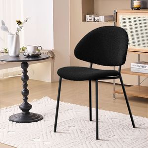 Set di 4 Sedie da Pranzo Moderne Stile Mid-Century Rivestite in Tessuto Bouclé con Schienale Curvo per Sala da Pranzo o Cucina - Product Image 6