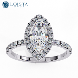 แหวนหมั้นเพชรทรงมาร์คีส์สำหรับผู้หญิง LOISTA แพลตตินั่ม เพชรธรรมชาติ รับรองโดย GIA สไตล์คลาสสิก - Product Image 2