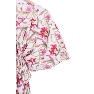 Venta al por mayor Precio barato Precio hecho a mano Bloque Impreso Mujeres indias Kaftan Tamaño libre Kaftan Sun Flower Design Floral Print Kaftan - Product Image 5