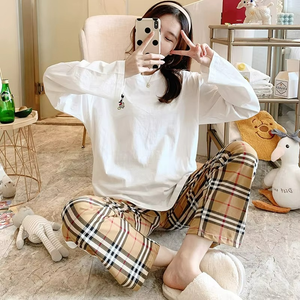Ropa de Dormir para Mujer 2025, Pijama de Algodón con Dibujos Animados para Parejas, Conjunto de Pijama de Manga Larga y Pantalones para Hombre - Product Image 3