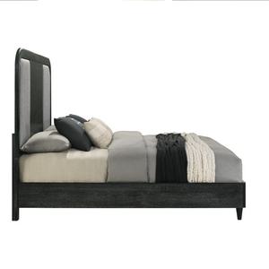 Elegante Cama con Plataforma B24D1, Cama Tapizada Queen, Cabecera Arqueada, Chapa de Madera de Fresno, Mueble para el Hogar - Product Image 2