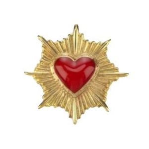Wholesale Vintage Metallic Sacred Heart Ex Voto Gold Finish Flaming Heart Pendant Catholic Devotional Home Decoration Craft Item - Product Image 1