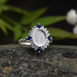 Handmade 14k Gold Plated 925 Sterling Silver 8x10mm Oval <b>Blank</b> Bezel Designer <b>Ring</b> Setting CZ Resin-Filled DIY Keepsake Bag - Product Image 1