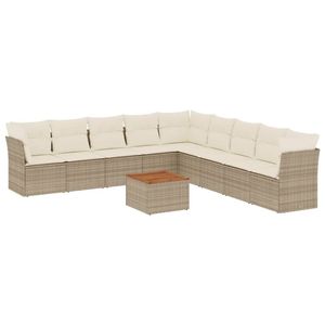 Conjunto de Sofá de Jardín de Ratán Beige con Cojines de Espuma de Alta Densidad, Muebles de Exterior de Diseño Contemporáneo, Resistentes al Agua y a los Rayos UV - Product Image 2