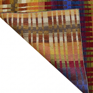 Tapis en laine géométrique multicolore, antidérapant, écologique, tufté à la main, avec envers en laine épaisse pour salon, chambre et intérieurs d'hôtel - Product Image 6