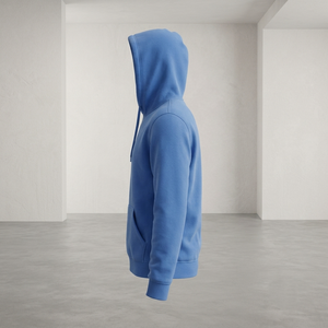 Sweat à capuche bleu uni personnalisé pour homme, en molleton épais, vierge, en coton et polyester - Product Image 3