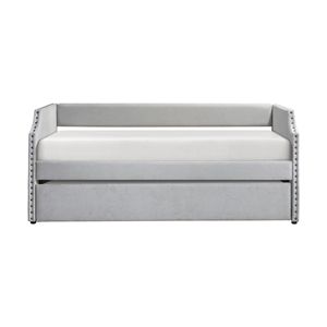 Moderno Daybed grigio chiaro contemporaneo con Trundle tessuto rivestito in legno mobili da soggiorno 1PC mobili in scatola - Product Image 3