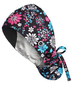 Chapeau d'infirmière unisexe de haute qualité, séchage rapide, respirant, logo personnalisé, en tissu peigné, bonnets médicaux avec bouton pour queue de cheval, chirurgical - Product Image 3