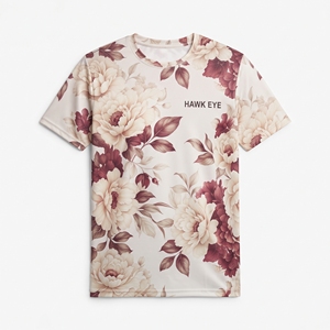 T-shirt à manches courtes pour homme, imprimé floral, col rond, coupe classique, polyester, sublimation, vêtements décontractés d'été - Product Image 4