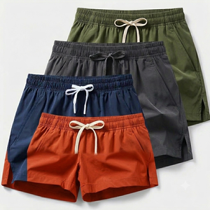 Men's Quick Dry Elastic Waist Shorts Drawstring Casual <b>Summer</b> Wear Lightweight Polyester Teal Green Black - Product Image 4
