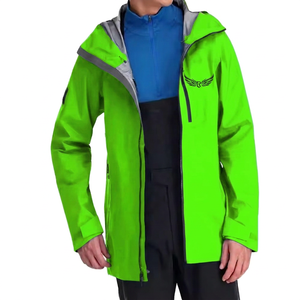Veste imperméable à capuche bleue pour homme avec logo brodé sur le devant, vêtement d'extérieur sportif d'hiver, fermeture éclair longue - Product Image 4