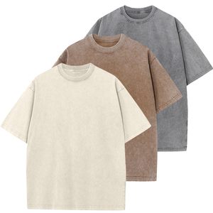 T-shirts en coton surdimensionnés pour hommes, coupe ample, effet vintage, unisexe, manches courtes, décontractés - Product Image 1