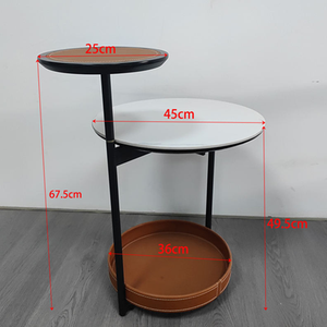 Simple <b>Round</b> Coffee <b>Table</b> with Small <b>Side</b> <b>Table</b> Durable Metal for Living Room - Product Image 3