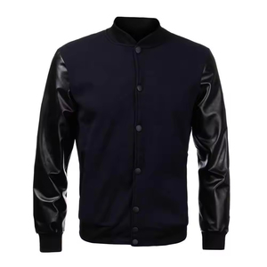 Chaqueta de Béisbol Personalizada con Parches de Chenilla, Cremallera Interna, Mangas de PU, Diseño de Patchwork, Estilo Universitario, Unisex - Product Image 3