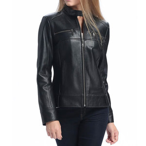 New Arrival Women's Solid Color Leather Jacket OEM Custom high Quality Wholesale Design Leather Jackets For Women's - Product Image 4