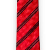Cravate Formelle Durable en Microfibre de Polyester Brodé à Rayures Rouges pour Homme, Personnalisable OEM/ODM, Idéale pour Mariage Décontracté et Fêtes Formelles