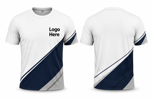 Camiseta Deportiva de Manga Corta para Hombre, Blanca y Azul Marino, Sublimada, de Secado Rápido, Corte Regular, Cuello Redondo, Tejido de Poliéster - Product Image 2