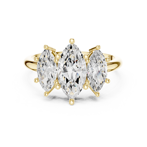 Magnifique bague de fiançailles/triologie en or 14K/18K ou platine, sertie de trois diamants marquise, monture à griffes, bijoux fins - Product Image 1