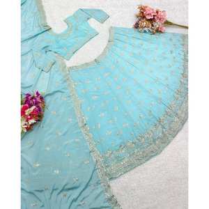 Ropa de fiesta de mujer de diseñador Anarkali Lehenga Choli con conjunto Dupatta para ocasiones especiales - Product Image 2