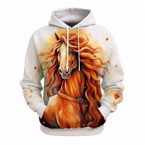 Sudadera con Capucha con Estampado de Caballo, Unisex, Informal, de Invierno, Tejida, con Bolsillo, Corte Holgado, Diseño de Impresión Digital 3D, Estilo Harajuku - Product Image 5