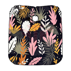 Cape de coiffure surdimensionnée noire à imprimé feuilles tropicales avec manches, tablier de coupe de cheveux pour salon - Product Image 4