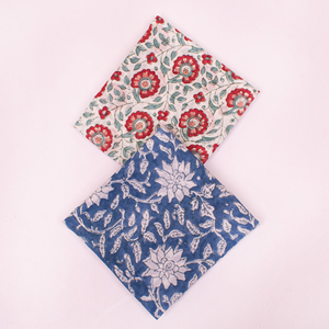 Vintage Block Printed Bandana Cotton <b>Square</b> <b>Scarf</b> Floral Hand Drawn Ethnic Style Durable Spring Autumn Casual Wear - Product Image 3
