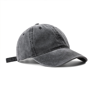 Casquette de baseball unisexe à 6 panneaux, couleur unie, en coton lavé, décontractée, réglable, pour adulte, fermeture arrière à scratch - Product Image 1