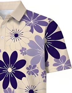 Men's Floral Print Polo Shirt Short Sleeve Casual Breathable Cotton Oxford Fabric Regular Fit Digital Printed Design - Product Image 4