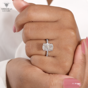 Anillo de Diamante Cultivado en Laboratorio de 5 Ct, Corte Cojín Alargado, Certificado IGI, Color F, VS1+, Oro Blanco de 14K, Anillo de Compromiso, Suministro del Fabricante - Product Image 3