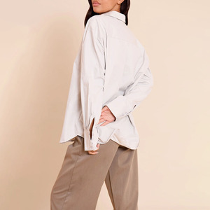 Bestseller Women's <b>White</b> Poplin Button Down Shirt Full Sleeve Turn-down Collar Classic Solid Long Sleeve Blouse Regular Fit <b>Tees</b> - Product Image 4