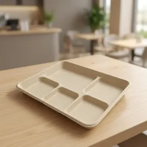 Bandeja Desechable de Pulpa Moldeada Cuadrada de 5 Pulgadas, de Lujo y Premium, Resistente al Agua, Biodegradable y Ecológica para Catering - Product Image 3