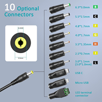 Alimentation universelle 48W AC DC 5V 6V 9V 12V 15V 19V 20V 24V avec 10 connecteurs DC pour l'électronique domestique
