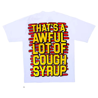 T-shirts pour hommes Cupid Tattoo Hip Hop Streetwear en coton 100% peigné, écologique, personnalisable OEM, 300 g/m², motif 'THAT'S AWFUL LOT COUGH SYRUP'