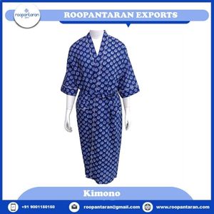 Bata de Algodón 100% con Estampado Floral para Mujer, Cuello en V, Manga Tres Cuartos, Larga, Suave, Informal, para Primavera, Superventas - Product Image 2