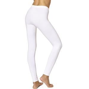 Leggings pour femmes en mélange de coton blanc uni, taille mi-haute, coupe skinny, avec logo à la taille, personnalisables, meilleur prix d'usine du Bangladesh - Product Image 4