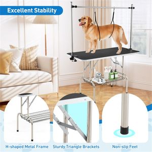 Tavolo da Toelettatura per Animali Domestici a Forma di H, Regolabile e Pieghevole, Capacità 330 LBS, Rimozione Peli Silenziosa per Cani Piccoli e Grandi - Product Image 4